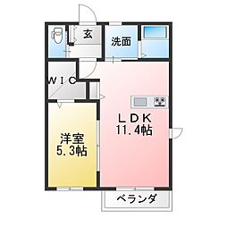 サンモールII 1LDKの間取図画像