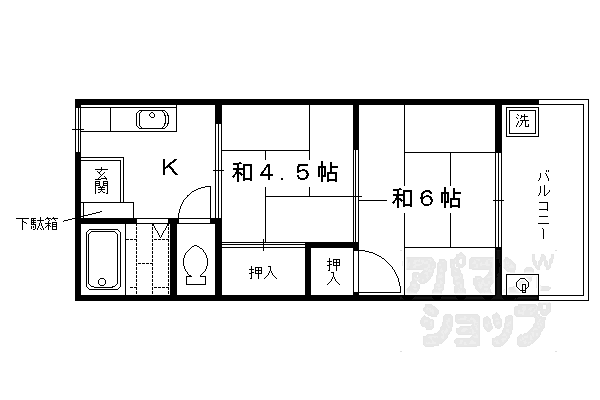 富家マンション 15｜京都府京都市南区吉祥院中河原里北町(賃貸マンション2K・3階・30.00㎡)の写真 その2