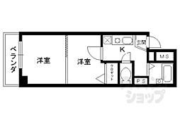 JR山陰本線 二条駅 徒歩7分の賃貸マンション 4階2Kの間取り