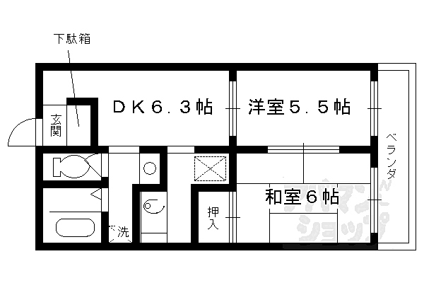 シャルム西洞院 303｜京都府京都市下京区福本町(賃貸マンション2DK・3階・42.21㎡)の写真 その2