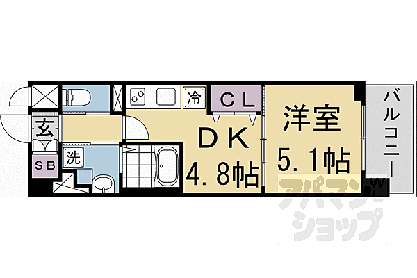 京都府京都市右京区西院日照町(賃貸マンション1DK・2階・26.70㎡)の写真 その2