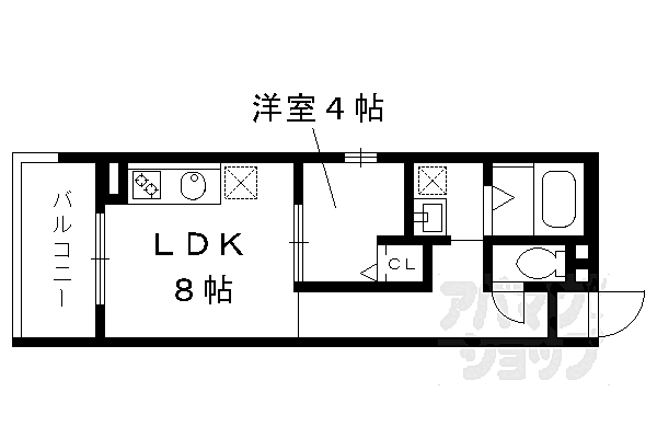 京都府京都市右京区西京極郡町(賃貸アパート1LDK・3階・32.92㎡)の写真 その2