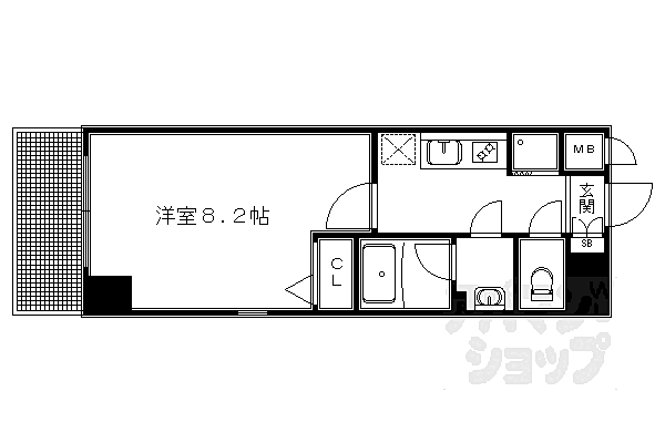 京都府京都市中京区聚楽廻中町(賃貸マンション1K・5階・25.81㎡)の写真 その2