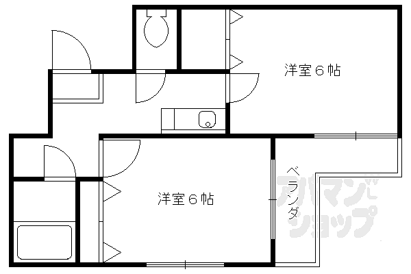 京都府京都市右京区花園春日町(賃貸マンション2K・2階・28.92㎡)の写真 その2