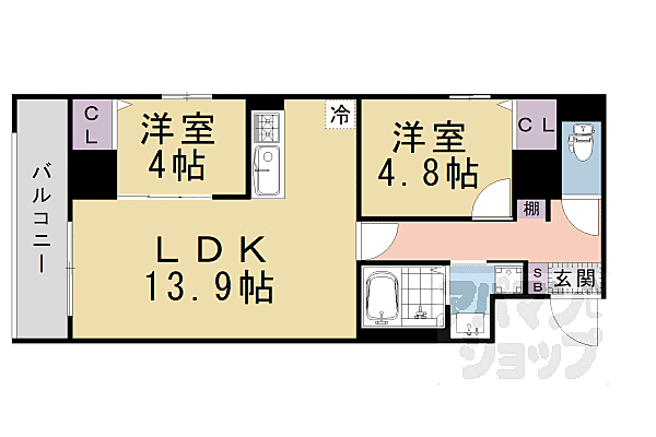 Ｒ－Ｇｒａｎｔｓ堀川五条ビル 602｜京都府京都市下京区醒ケ井通六条上る佐女牛井町(賃貸マンション2LDK・6階・55.50㎡)の写真 その2