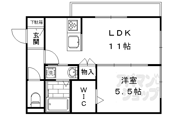 京都府京都市右京区太秦中筋町(賃貸マンション1LDK・1階・42.90㎡)の写真 その2