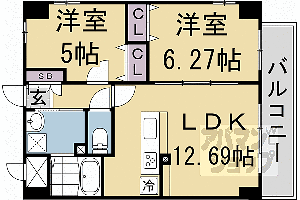 仮称）西大路　ＰＪ 203｜京都府京都市南区吉祥院三ノ宮西町(賃貸マンション2LDK・2階・52.60㎡)の写真 その2