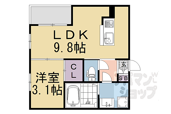 ＲＥＧＡＬＥＳＴ　ＣＡＬＭI 101｜京都府京都市山科区厨子奥矢倉町(賃貸アパート1LDK・1階・31.42㎡)の写真 その2