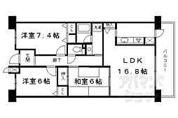 京阪宇治線 桃山南口駅 徒歩12分の賃貸マンション 3階3LDKの間取り