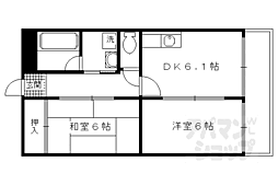 京阪本線 伏見桃山駅 徒歩26分の賃貸マンション 2階2DKの間取り