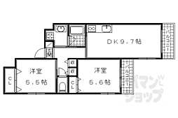 近鉄京都線 伏見駅 徒歩4分の賃貸マンション 5階2DKの間取り