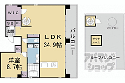 京都地下鉄東西線 太秦天神川駅 徒歩5分の賃貸マンション 5階1LDKの間取り
