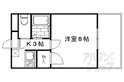 京福電気鉄道嵐山本線 車折神社駅 徒歩6分の賃貸マンション 2階1Kの間取り
