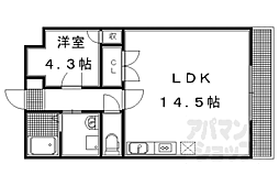 JR山陰本線 太秦駅 徒歩12分の賃貸マンション 1階1LDKの間取り
