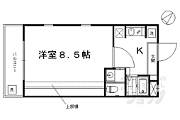 サンフェスタ東福寺（Ａ・Ｂ棟） 2階1Kの間取り