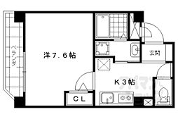 ファービスコート東野 3階1Kの間取り