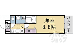 グランクレスタ　シェル 2階1Kの間取り