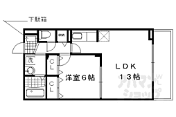 JR奈良線 JR藤森駅 徒歩10分の賃貸アパート 1階1LDKの間取り