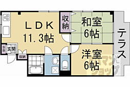 エステート原田 1階2LDKの間取り