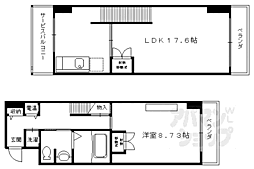 京阪本線 中書島駅 徒歩3分の賃貸マンション 5階1LDKの間取り