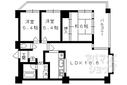 シャリマー五条 5階3LDKの間取り