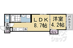 阪急京都本線 西院駅 徒歩8分の賃貸アパート 2階1LDKの間取り