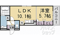 京阪宇治線 六地蔵駅 徒歩7分の賃貸アパート 2階1LDKの間取り
