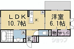 京阪宇治線 六地蔵駅 徒歩6分の賃貸アパート 1階1LDKの間取り