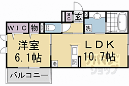 京阪宇治線 六地蔵駅 徒歩6分の賃貸アパート 2階1LDKの間取り