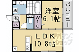 京阪宇治線 六地蔵駅 徒歩6分の賃貸アパート 2階1LDKの間取り