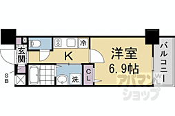 エストゥルース京都 6階1Kの間取り