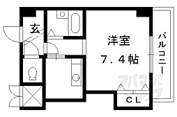 京阪本線 中書島駅 徒歩1分の賃貸マンション 3階1Kの間取り