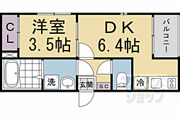 アークヴィラ東野 1階1DKの間取り