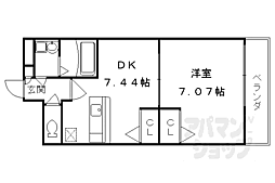 コンフォーレ栗栖野 7階1LDKの間取り