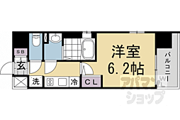 エステムコート京都祥邸（キザシティ） 4階1Kの間取り