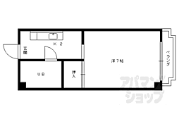 JR山陰本線 太秦駅 徒歩9分の賃貸マンション 1階1Kの間取り