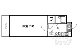 阪急京都本線 西院駅 徒歩13分の賃貸マンション 3階1Kの間取り