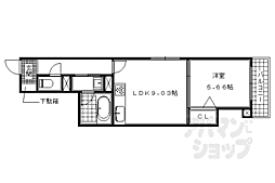 京阪本線 丹波橋駅 徒歩14分の賃貸マンション 2階1LDKの間取り
