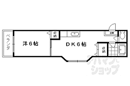 阪急京都本線 西院駅 徒歩6分の賃貸マンション 2階1DKの間取り