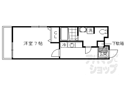 京都市営烏丸線 くいな橋駅 徒歩7分の賃貸マンション 2階1Kの間取り