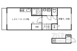 阪急京都本線 西院駅 徒歩9分の賃貸アパート 2階1LDKの間取り