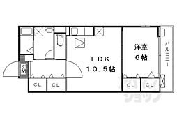 JR東海道・山陽本線 長岡京駅 徒歩33分の賃貸アパート 1階1LDKの間取り