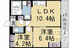 インサイトルポ山科新十条 4階2LDKの間取り