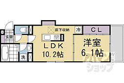 阪急京都本線 西院駅 徒歩4分の賃貸アパート 1階1LDKの間取り