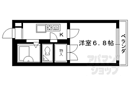 京都地下鉄東西線 太秦天神川駅 徒歩10分の賃貸マンション 2階1Kの間取り