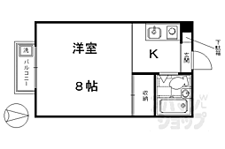 鞘町フラッツ 1Kの間取図画像