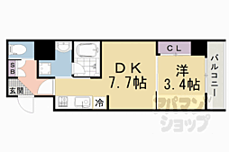 京都地下鉄東西線 京都市役所前駅 徒歩10分の賃貸マンション 5階1LDKの間取り