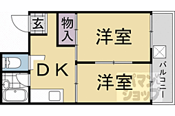 JR山陰本線 太秦駅 徒歩7分の賃貸マンション 2階2DKの間取り