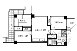 JR山陰本線 二条駅 徒歩5分の賃貸マンション 2階3LDKの間取り