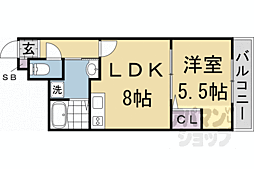 京阪本線 中書島駅 徒歩9分の賃貸マンション 3階1LDKの間取り